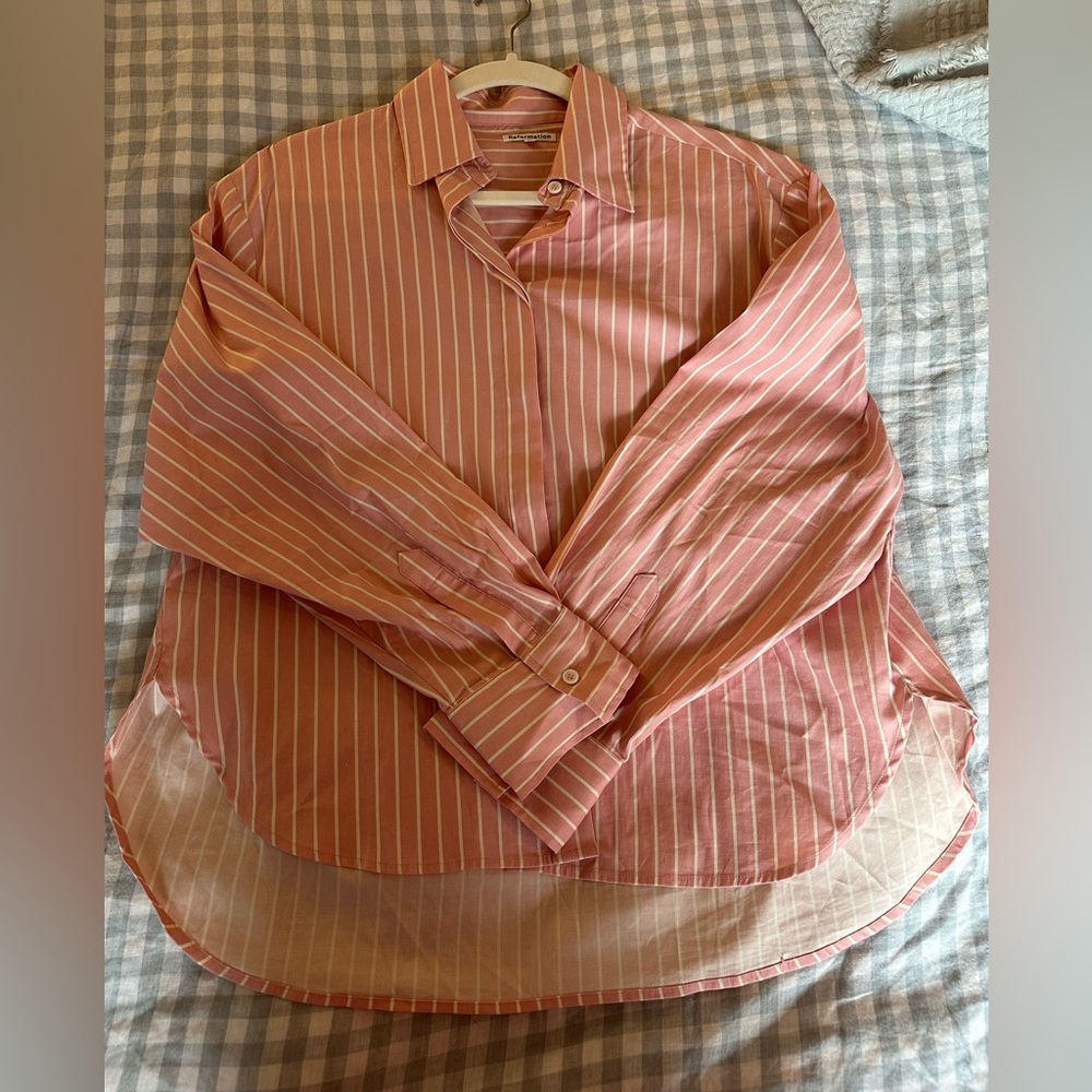 Pink stripe reformation will oversized button down